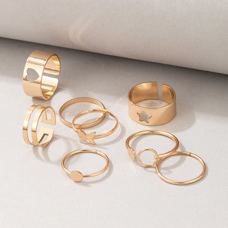 Simple Star Heart Rings, Geometric Retro Rings For Women, Trendy Shining Women Jewellery Set, Vintage Knuckle Rings Set, Stackable Finger Rings, Midi Rings For Women Simple Star Heart Rings, Geometric Retro Rings For Women, Trendy Shining Women Jewellery Set, Vintage Knuckle Rings Set, Stackable Finger Rings, Midi Rings For Women